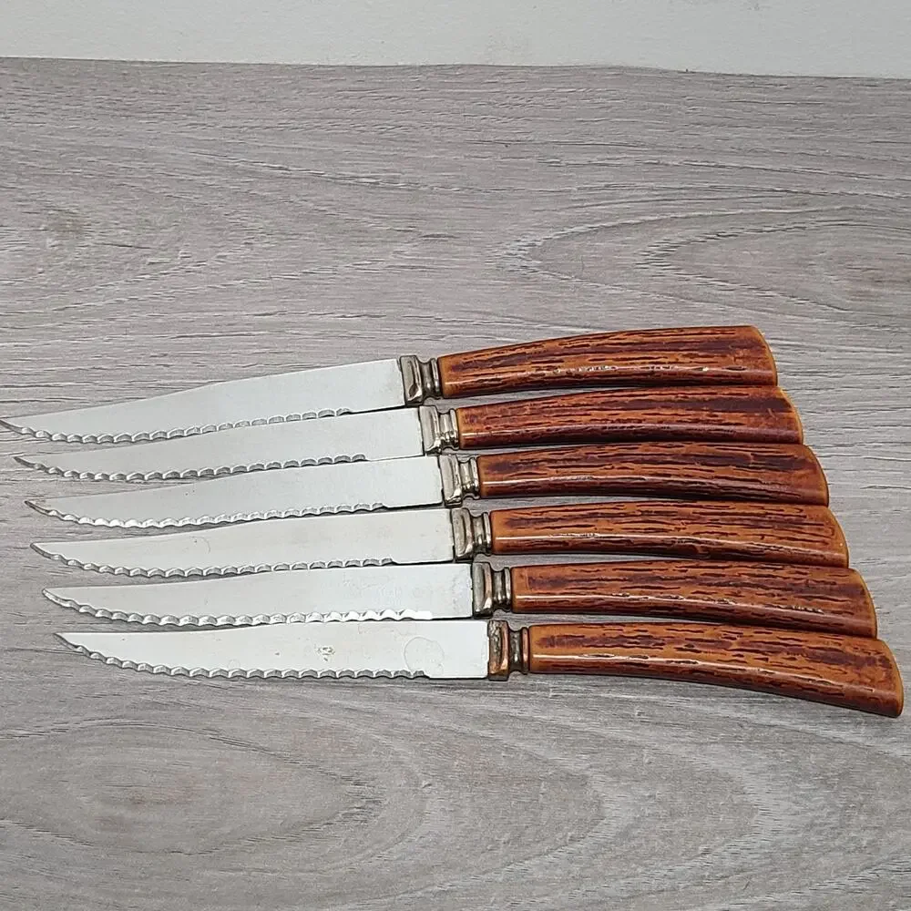 Wavecrest Regent Sheffield Stainless Steel Hong Kong Steak Knives Set Of 6